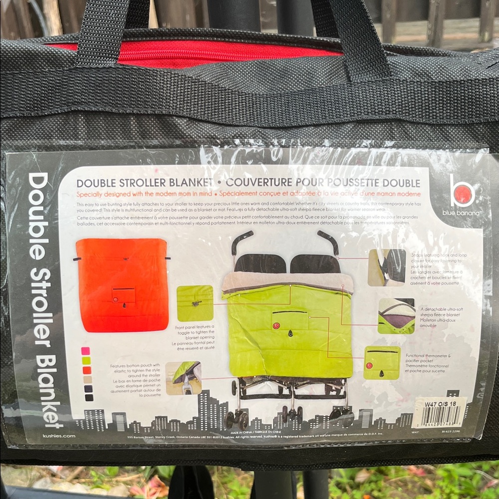 Double Stroller Blanket - Vibrant Orange and Green